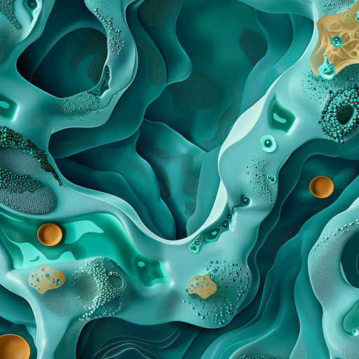 Realistic cell clipart with flat teal background