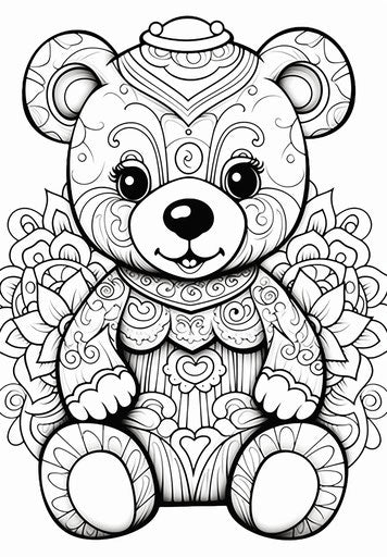Coloring pages of cute teddy bears