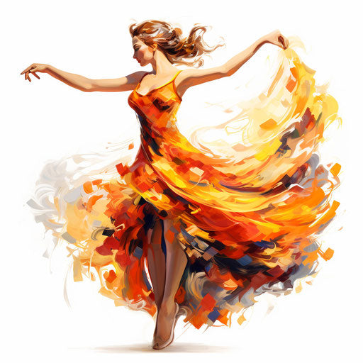 Dance clipart in the style of Oil painting, on a white background