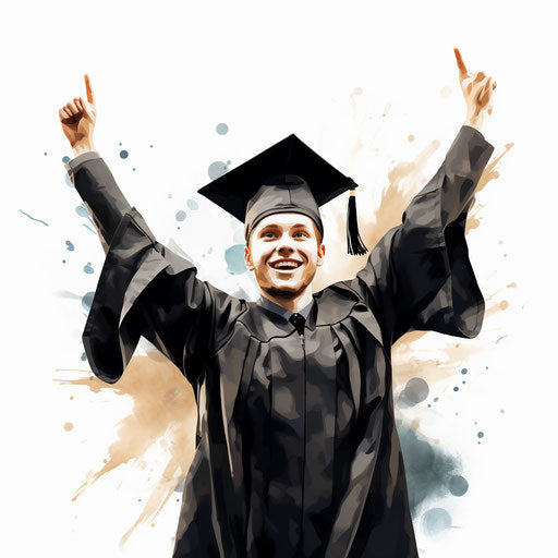 Minimalist style graduation clipart on white background