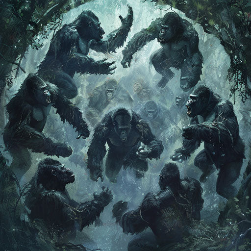 Protective circle of gorillas: unity and strength