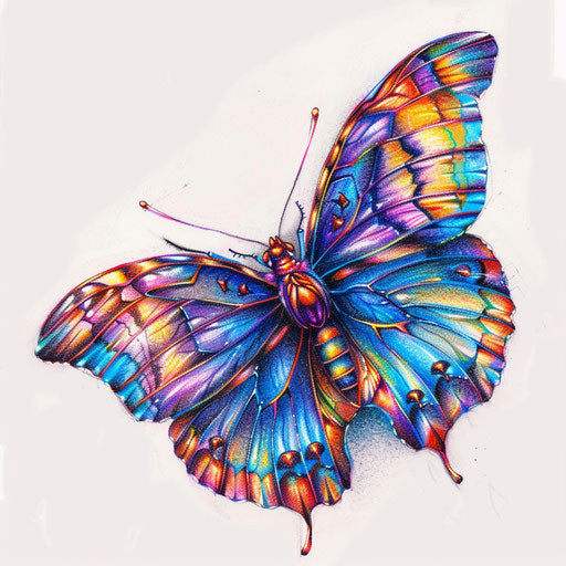 Colorful sketch of a realistic butterfly with vibrant wings