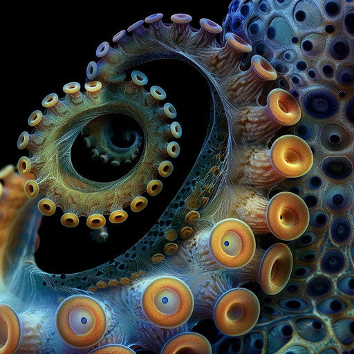 Microscopic view of an octopus's skin, showcasing unique texture and color-changing ability