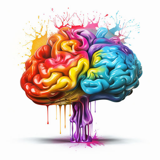 Brain illustration in the style of oil painting, on a white background