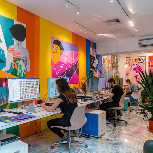 Dynamic creative workspace with graphic designers