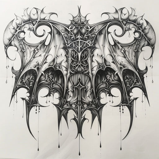 Gothic tattoo sketch of a Batok pattern with dark themes