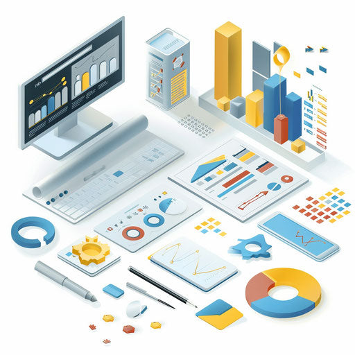 Data clipart in a photo realistic style on white background