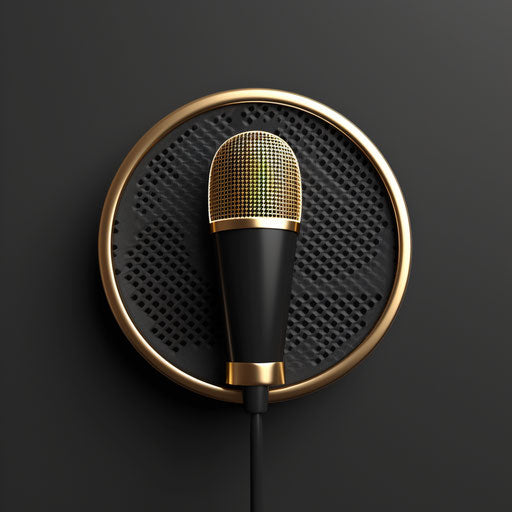 Luxury podcast logo with black and gold accents on a sleek background