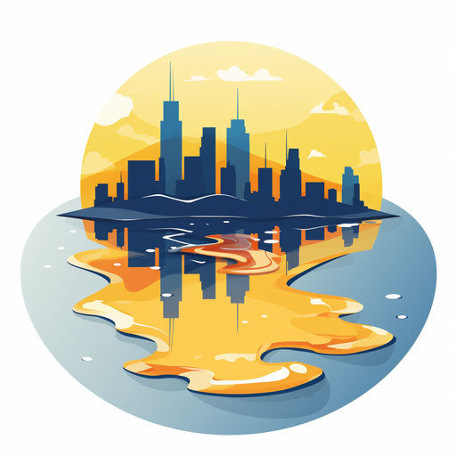 Minimalist style illustration of a puddle on white background