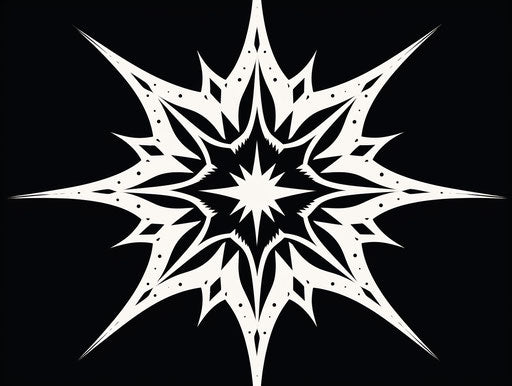 Black and white drawing of a minimalistic Japanese star