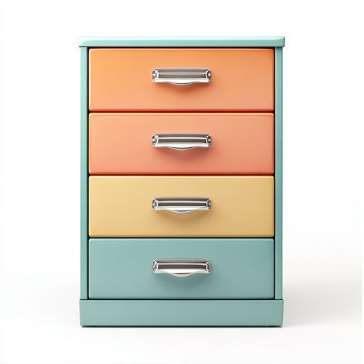3D Filing Cabinet on flat white background, isolated clipart