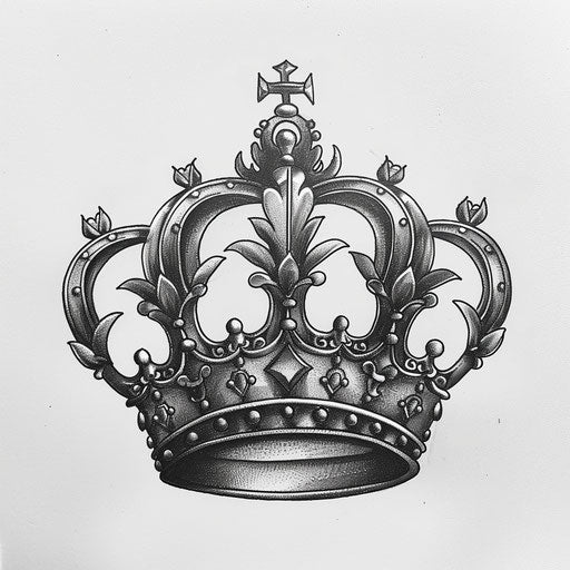 Vintage queen crown tattoo drawing