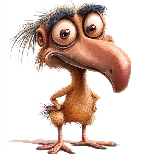 Humorous caricature of an animal with human characteristics