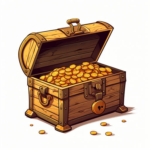 Minimalist treasure box on white background