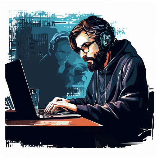 Coding clipart in the style of Chiaroscuro Art, on white background