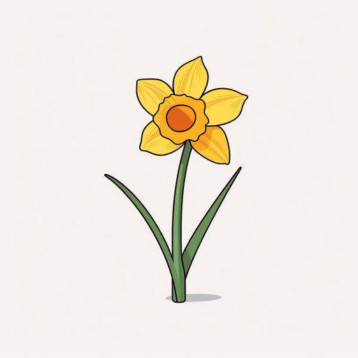 Daffodil graphic in Minimalist style, on white background