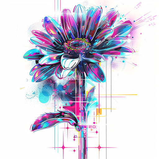 Futuristic tattoo sketch of a daisy in clipart style