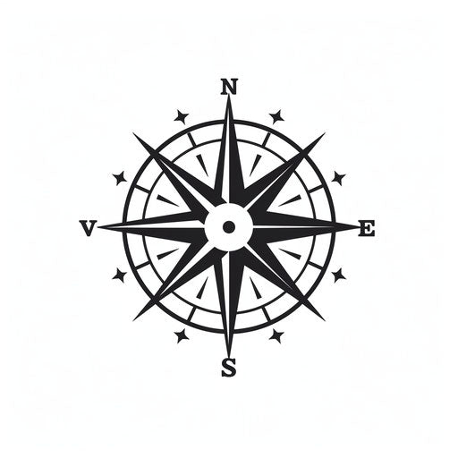 Minimalist compass illustration on white background