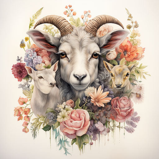 Farm animal tattoos 'haydn' sheep, dreamy watercolor style