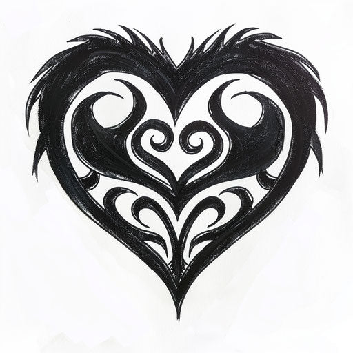 Black heart with striking tribal design