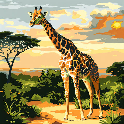 Safari illustration with flat random background