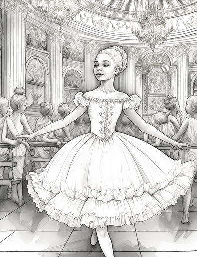 Barbie ballerina coloring page, Natalia Goncharova style