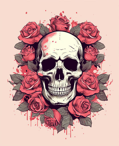 Skull with roses and a skull tattoo
