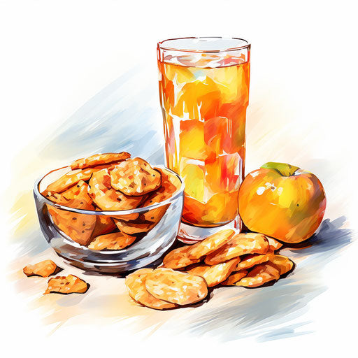 Snack illustration in the style of Impressionistic Art, on white background