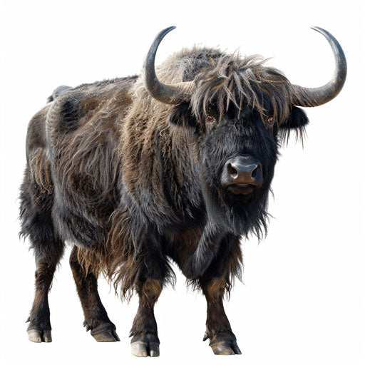 Realistic yak illustration on white flat background