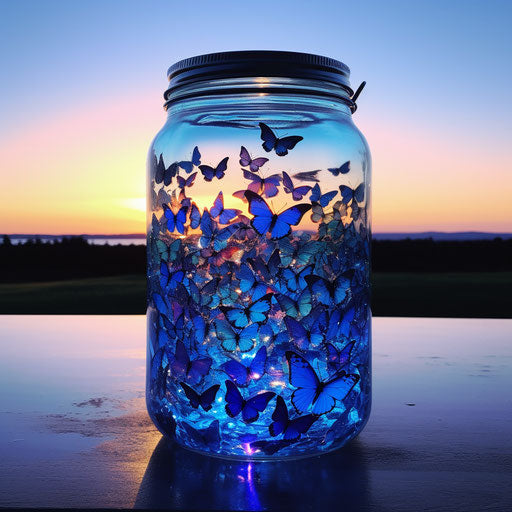 Blue Butterflies in Jar, Youthful Energy, Immersion