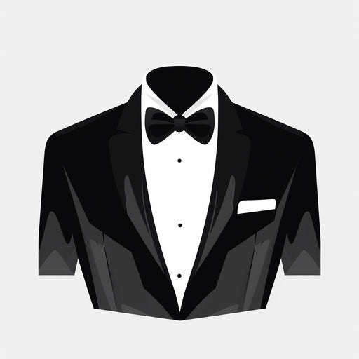 Tuxedo clipart in minimalist style, on white background
