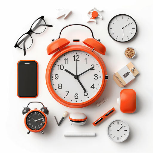 Realistic activity time illustration, high contrast and soft shadows