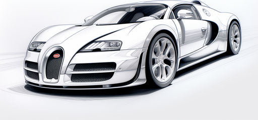 Bugatti Veyron Drawing, Ilford PAN F Style, Playful Line