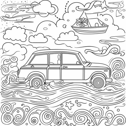 Car floating on water