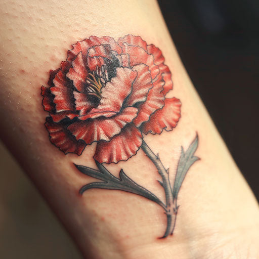3D style carnation tattoo on plain white background