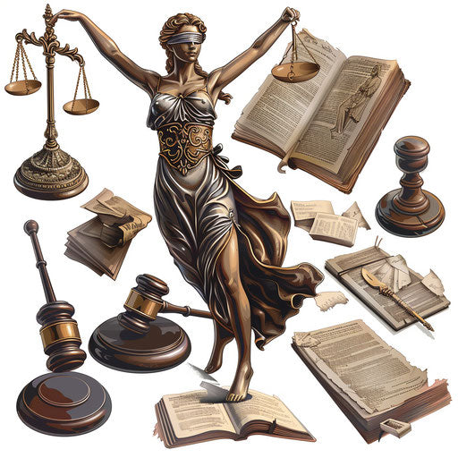 Justice clipart in a photo realistic style on white background