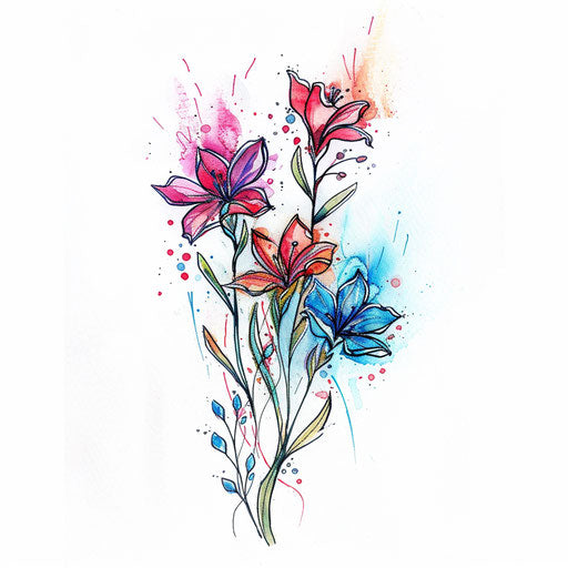 Whimsical drawing of a small wildflower tattoo