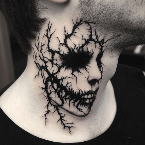Small face tattoos with dark thorned vines