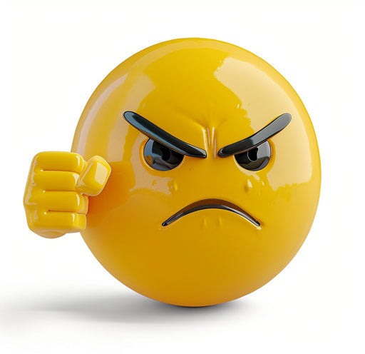 Angry yellow emoticion with a finger gesture