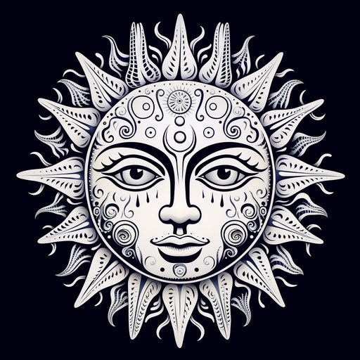 Sun in a face coloring page cartoon