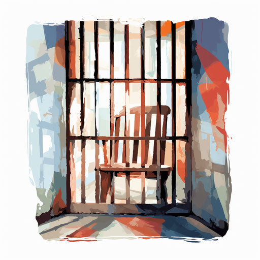 Impressionistic jail illustration on white background