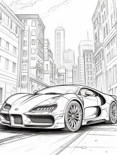 Car coloring pages, in the style of rtx on, hurufiyya, street-inspired, toyen, transavanguardia, changelingcore 3:4