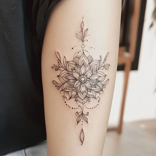 Delicate mandala inner elbow tattoo sketch