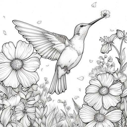 Bird flying with flower in beak