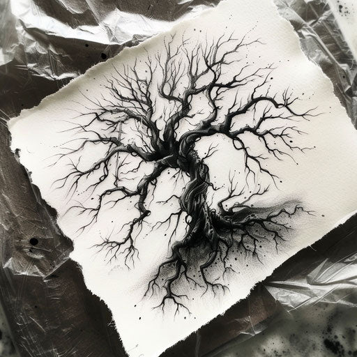 Gothic style tree of life tattoo drawing