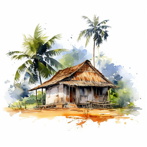 House illustration in Impressionistic Art style