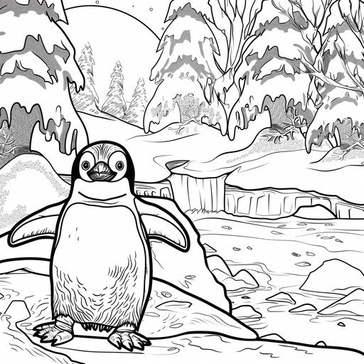 Penguin playing on ice with a big smile