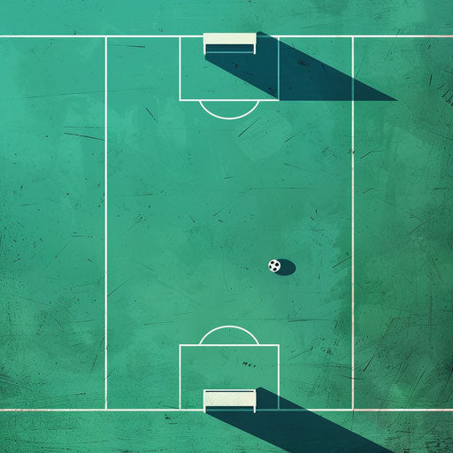 Realistic soccer field clipart on flat turquoise background