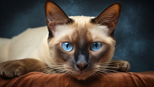 Siamese cat in orange and white with blue eyes