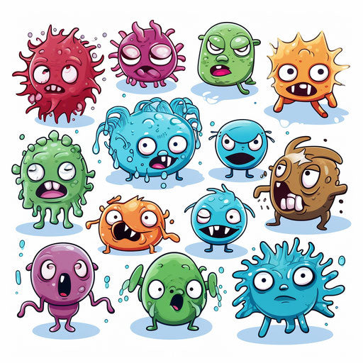 Germs clipart in the style of Chiaroscuro Art, on white background